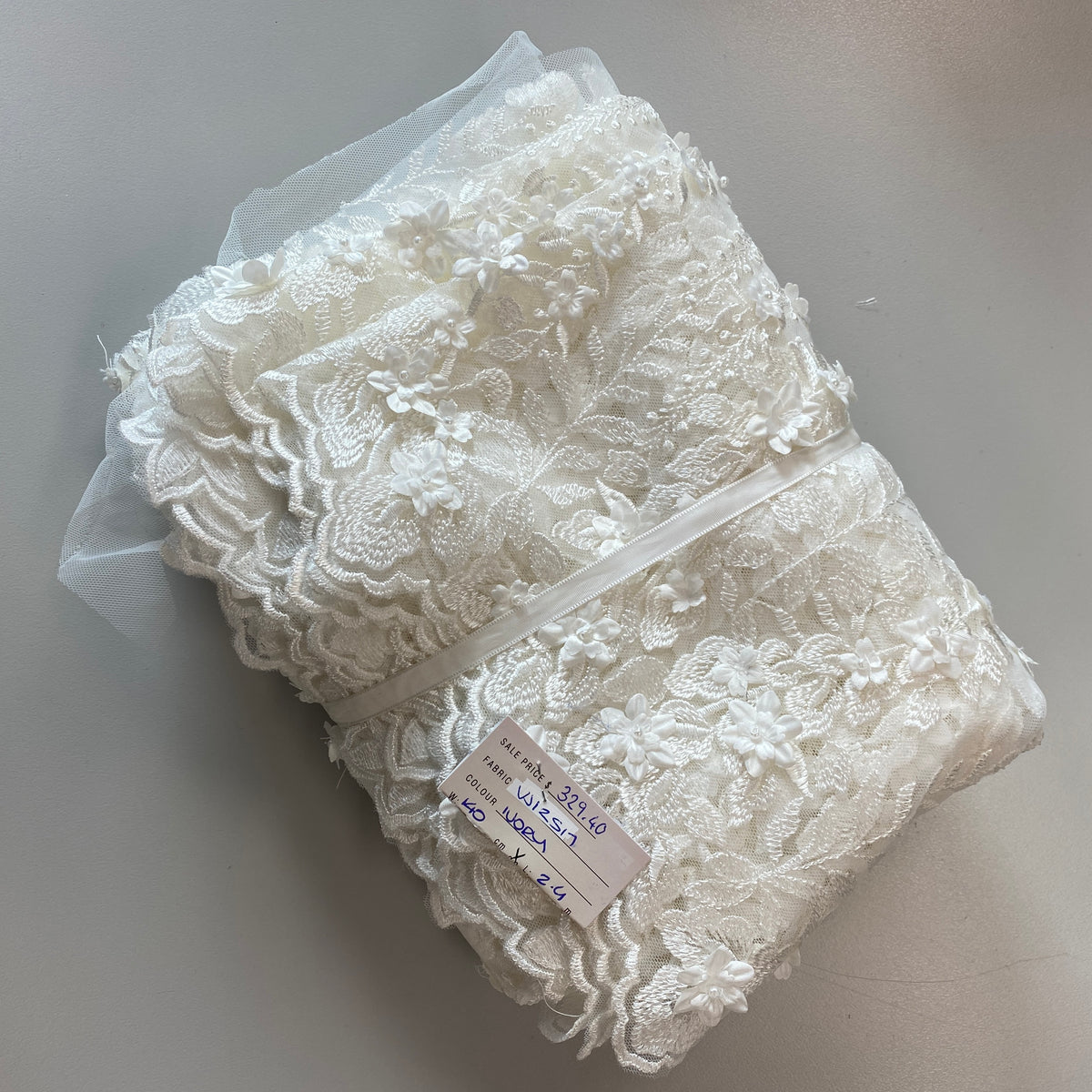 Remnant Embroidered Tulle (VJ12517) - Ivory