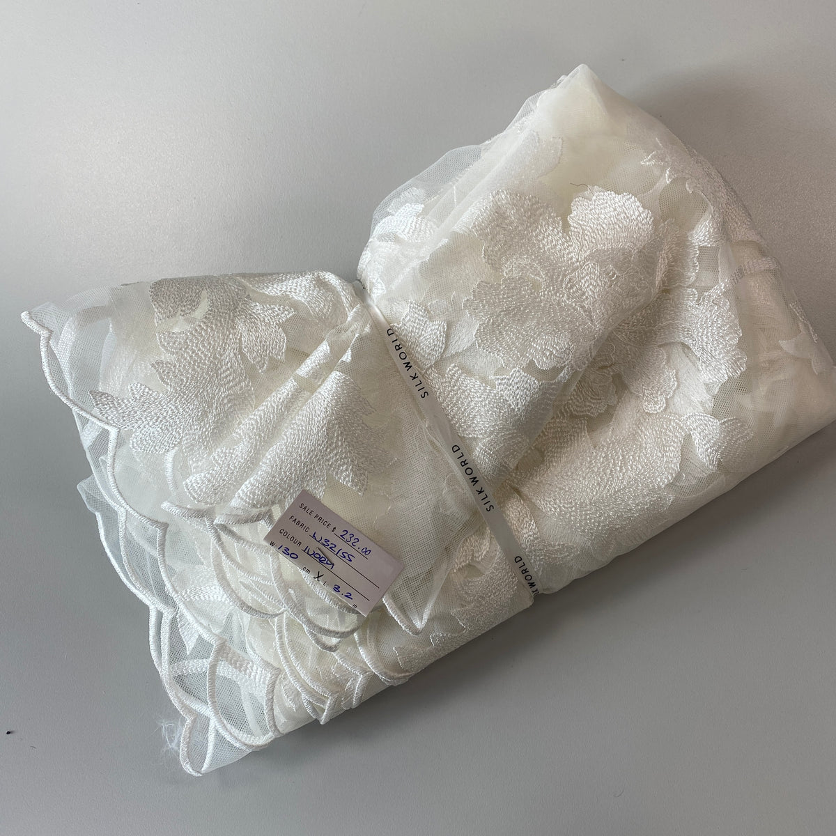 Remnant Embroidered Tulle (W32155) - Ivory