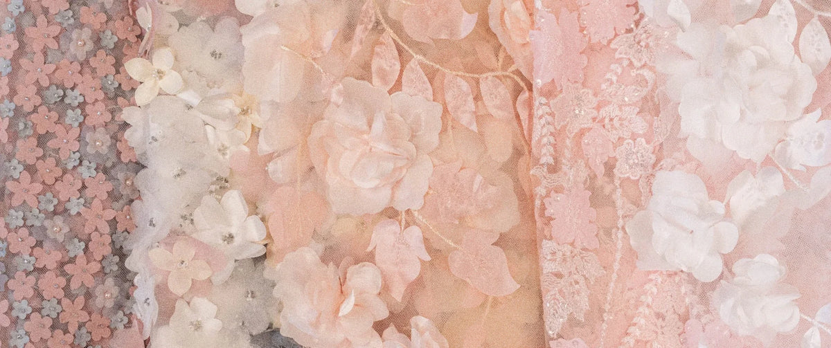 3D floral tulles in blush and ivory