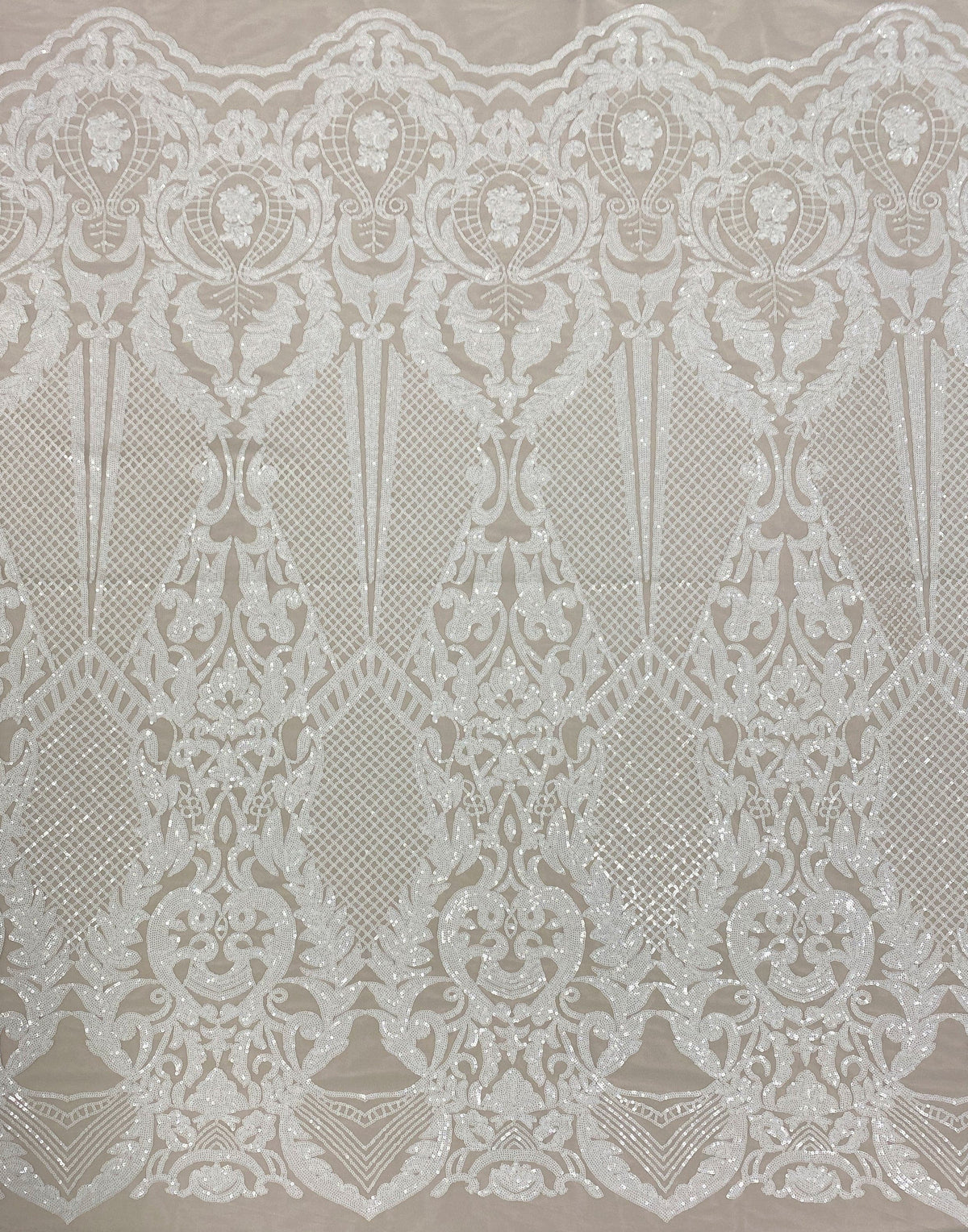 Mirrored Damask Sequined Tulle (VJ21230) - Ivory