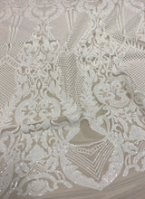 Ivory Sequined Tulle — featuring sequins, 100% polyester, 140cm wide