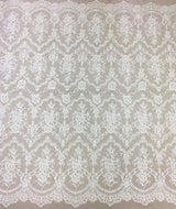 Ivory Abloom Corded Lace — featuring scalloped edges, floral motifs and a corded texture, in nylon and viscose, 130cm wide