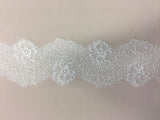 Ivory Fine Lace Trim — featuring scalloped edges, eyelash detail and floral motifs, in nylon, 15cm wide