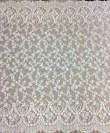 Ivory Beaded Fine Lace — featuring scalloped edges, eyelash detail and floral motifs, in nylon, 140cm wide