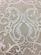 Ivory Paisley Floral Guipure Lace — featuring Guipure motifs, 140cm wide