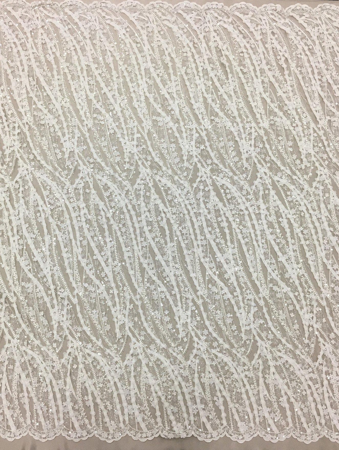 Ivory 3D Beaded Lace — featuring floral motifs, a 3D floral design and hand-beading, in nylon and viscose, 130cm wide