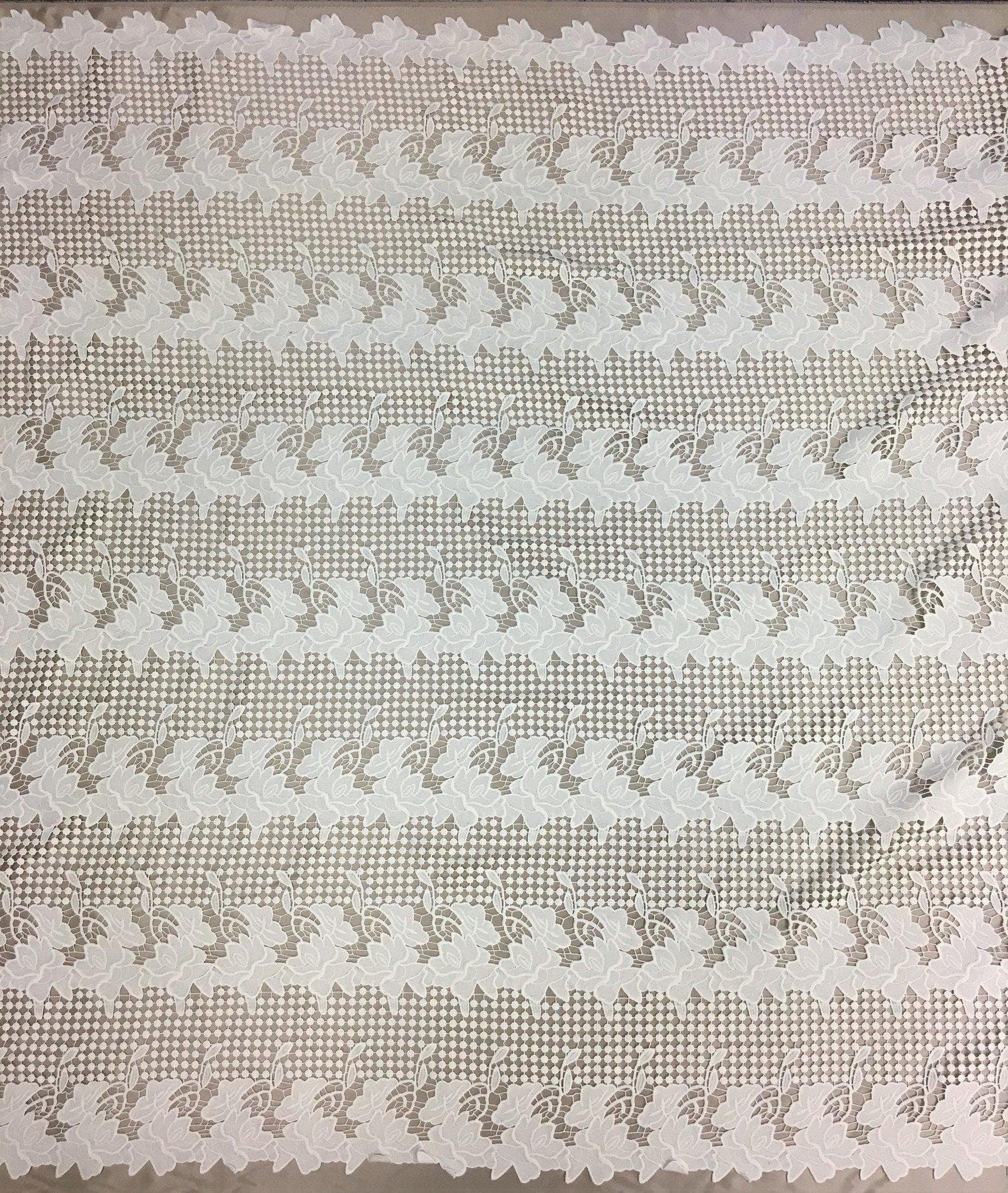 Off White Floral Guipure Lace — featuring floral motifs and Guipure motifs, 120cm wide