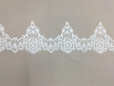 Ivory Corded Lace Trim — featuring scalloped edges, eyelash detail and floral motifs, in nylon and viscose, 18cm wide