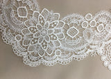 Ivory Fine Guipure Lace Trim — featuring a scalloped edge, floral medallions and Guipure motifs