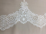 Ivory Fine Guipure Lace Trim — featuring a scalloped edge, floral medallions and Guipure motifs