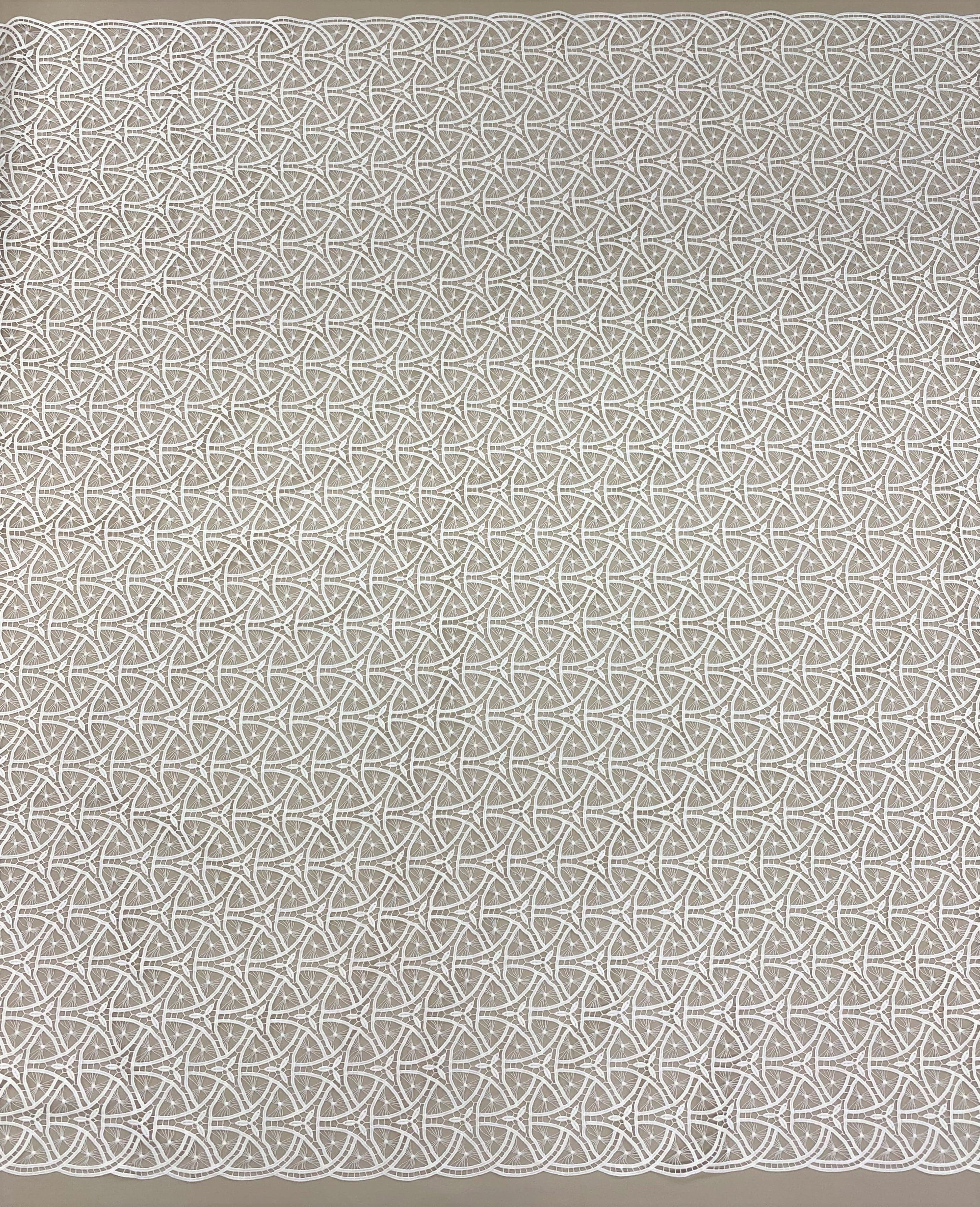Ivory Guipure Lace — featuring Guipure motifs and geometric motifs, 120cm wide