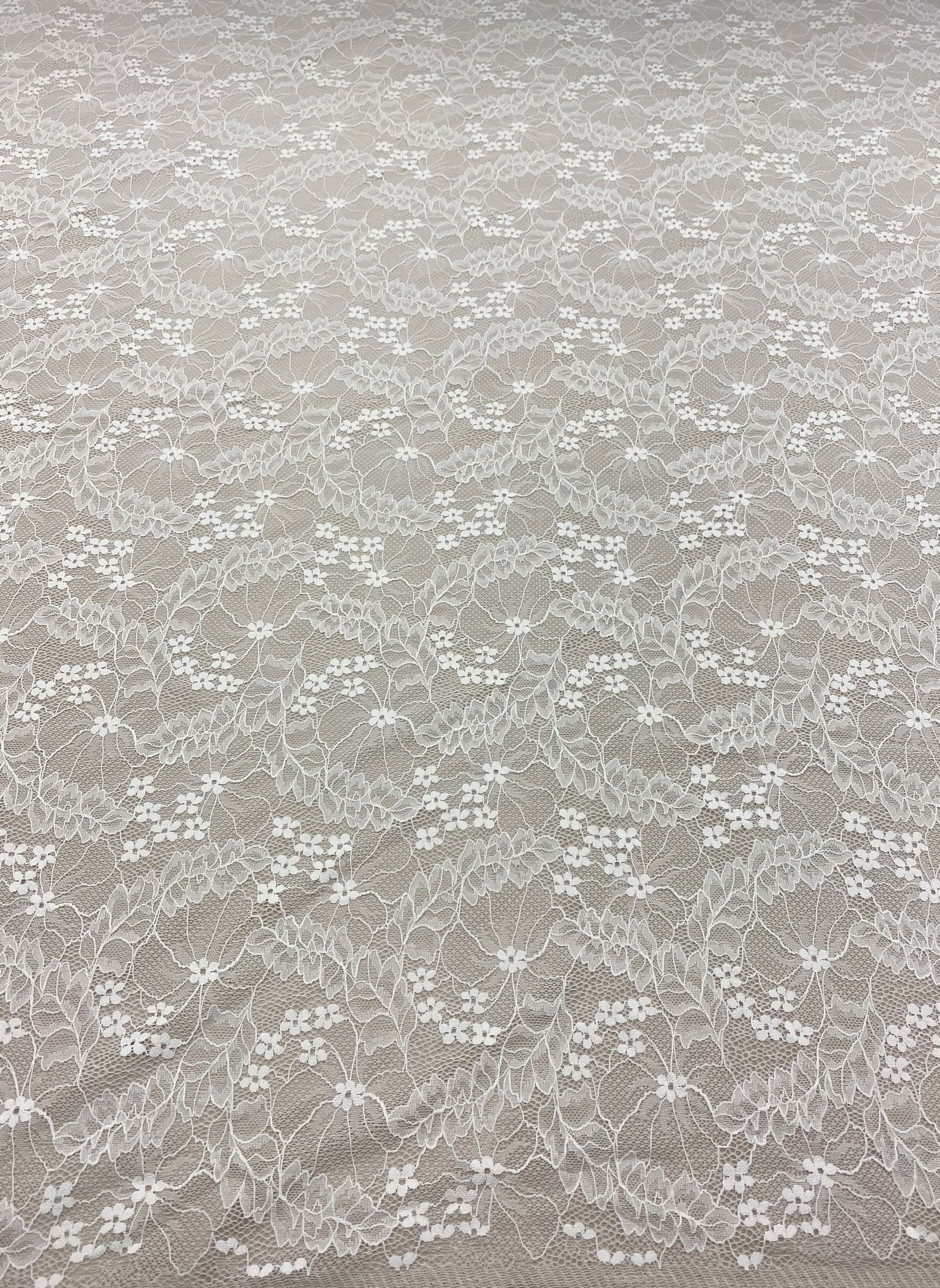 Floral Stretch Lace (1637) Ivory