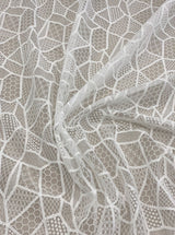 Ivory Geometric Lace — featuring geometric motifs, 120cm wide
