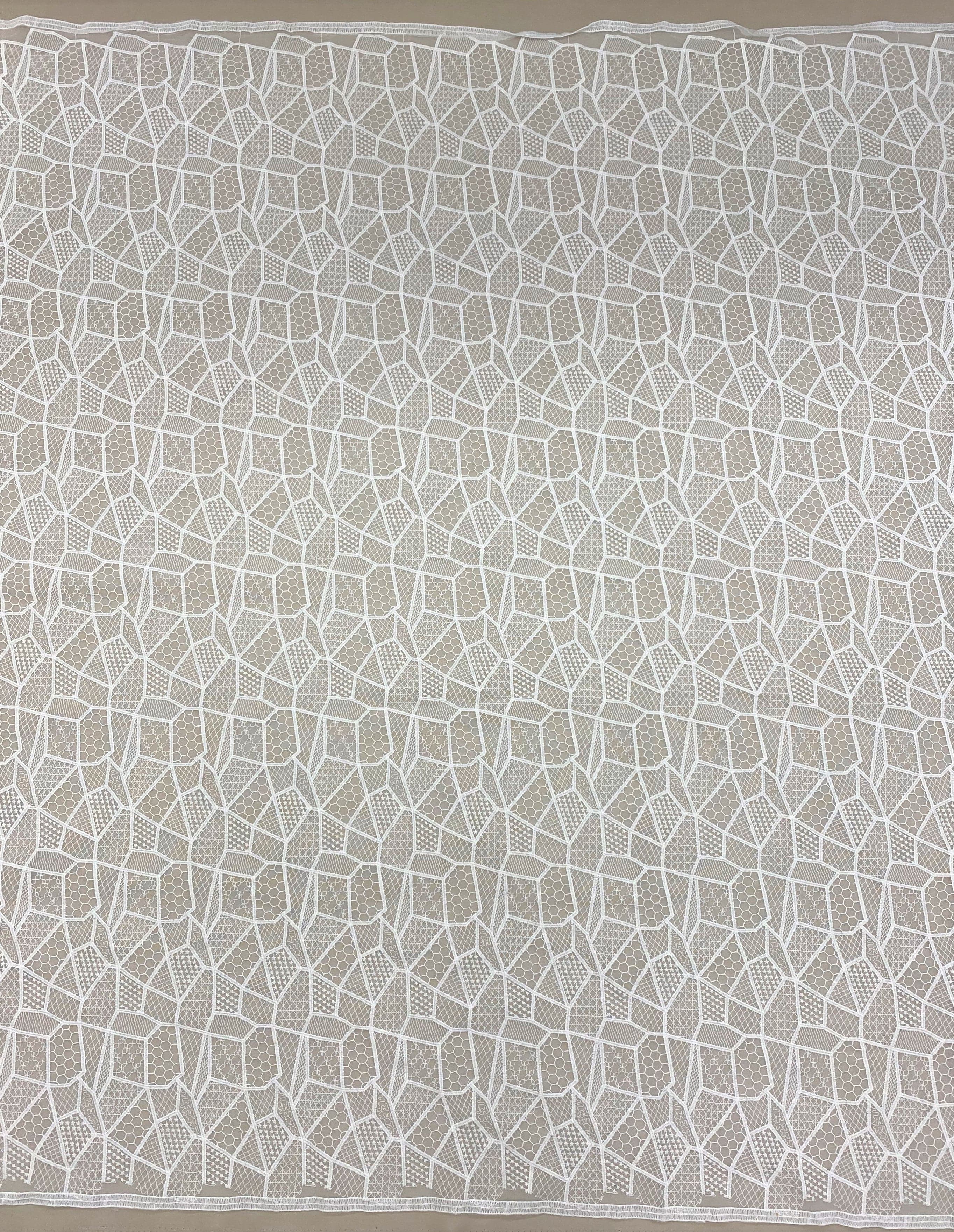 Ivory Geometric Lace — featuring geometric motifs, 120cm wide