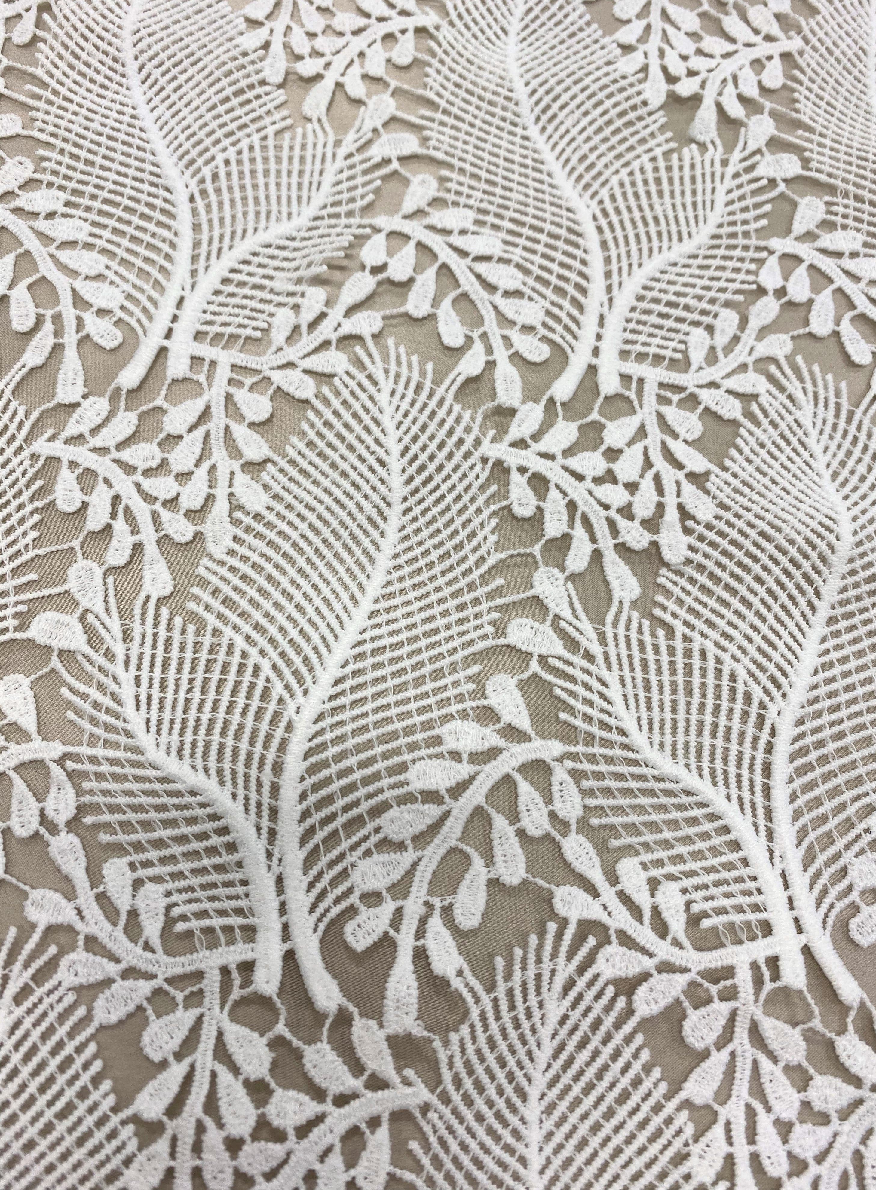 Ivory Leafy Guipure Lace — featuring a leaf design and Guipure motifs, 120cm wide