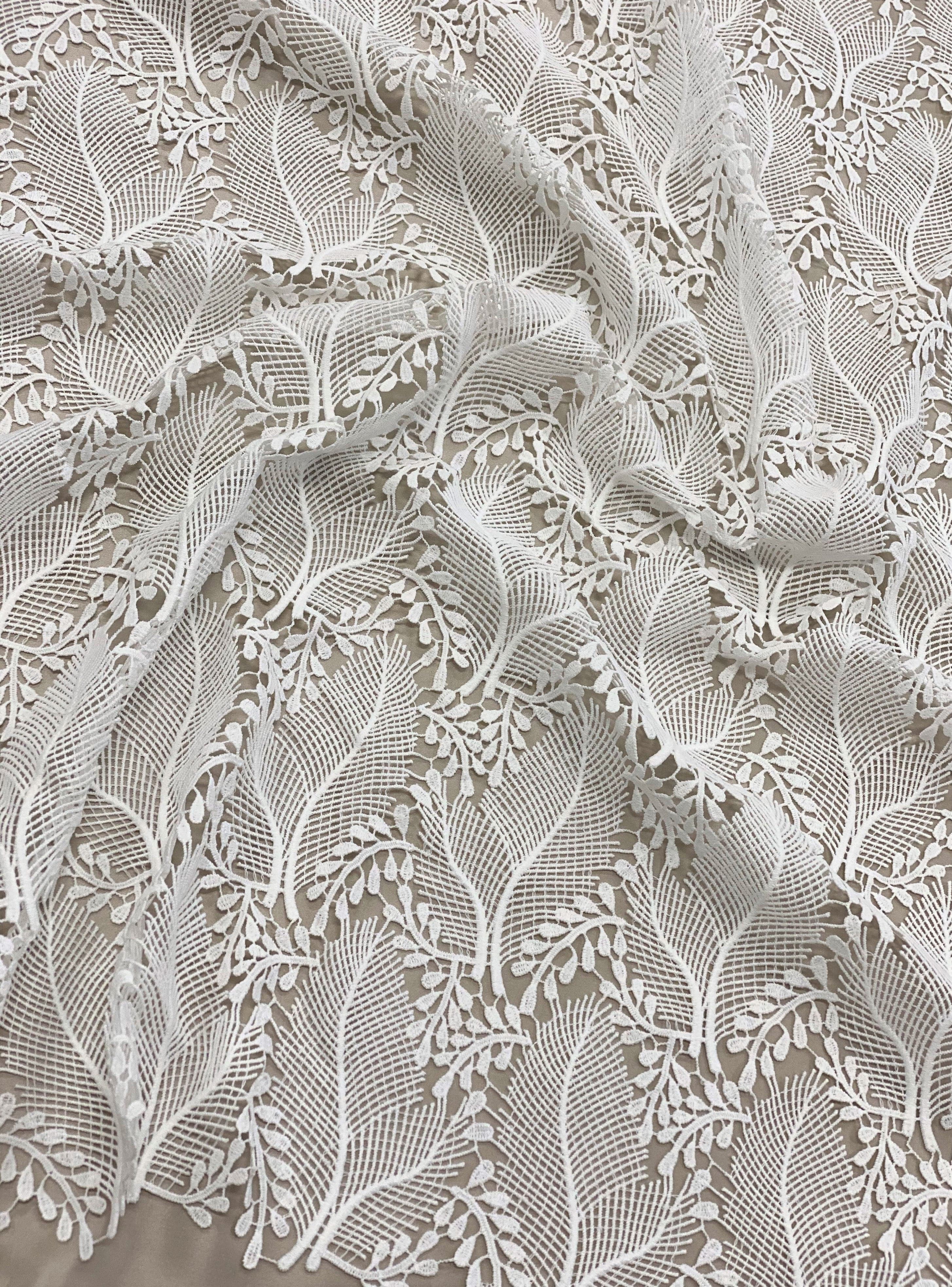 Ivory Leafy Guipure Lace — featuring a leaf design and Guipure motifs, 120cm wide