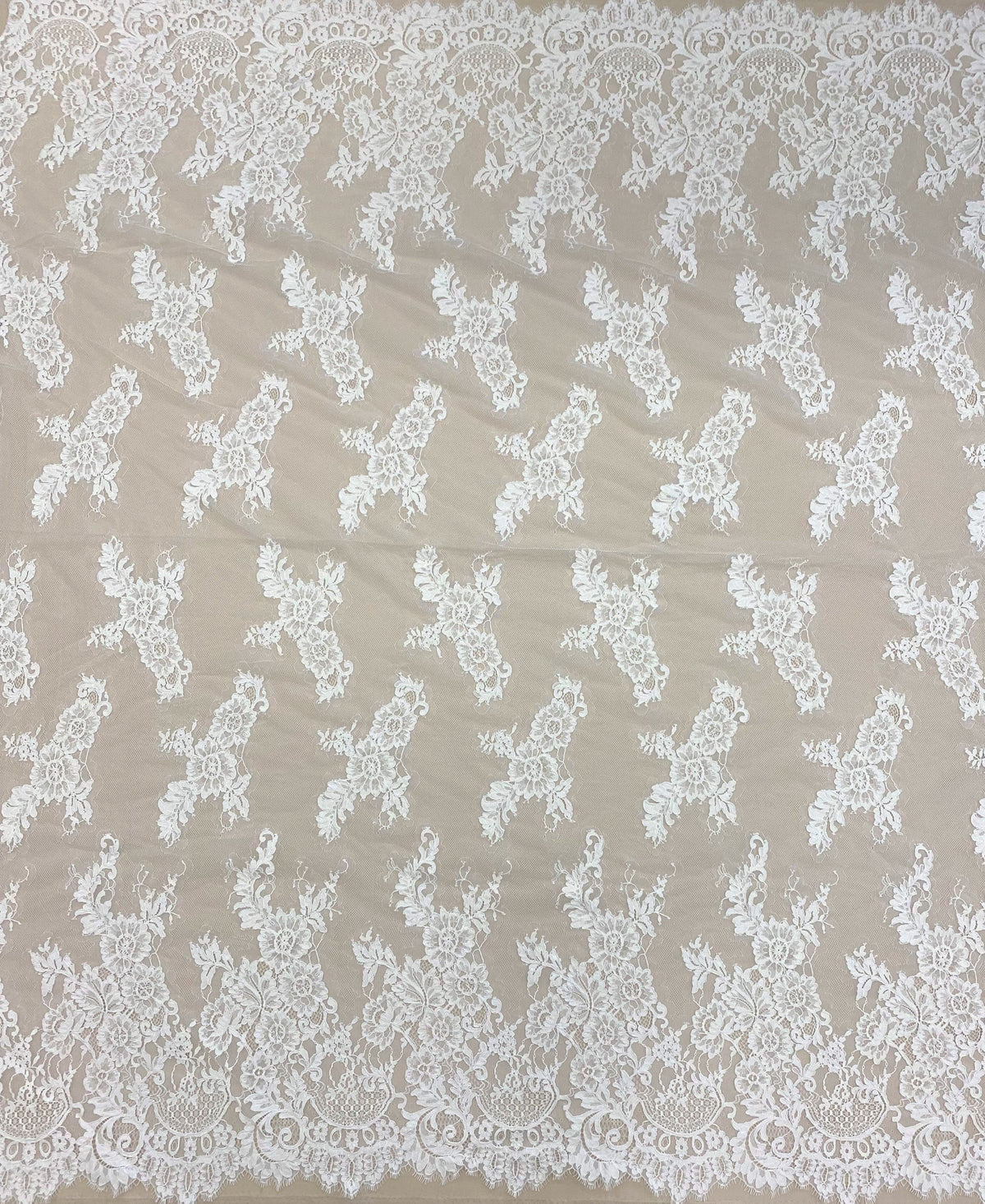 Corded Floral Motif Lace (1641) - White