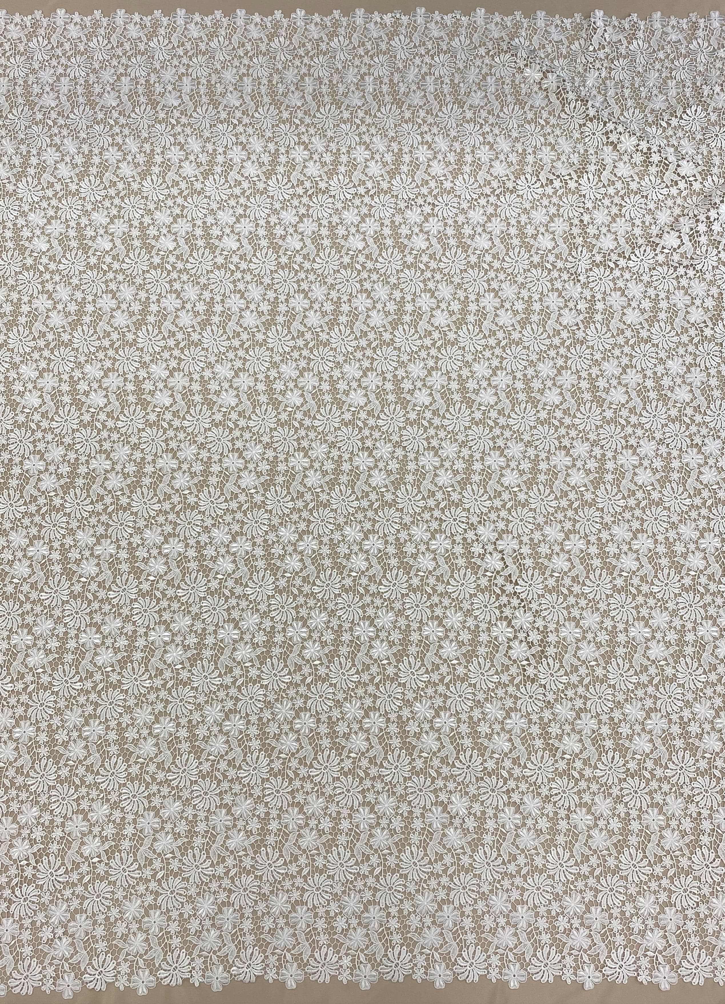 Ivory Floral Guipure Lace — featuring floral motifs and Guipure motifs, 130cm wide