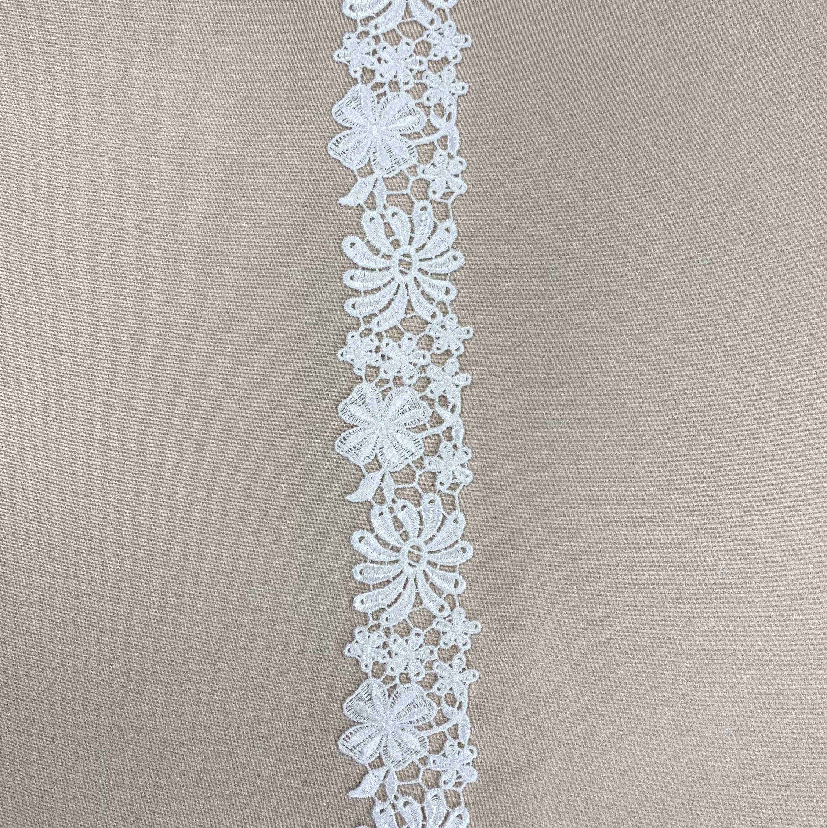 Ivory Floral Guipure Lace Trim — featuring floral motifs and Guipure motifs, 15cm wide
