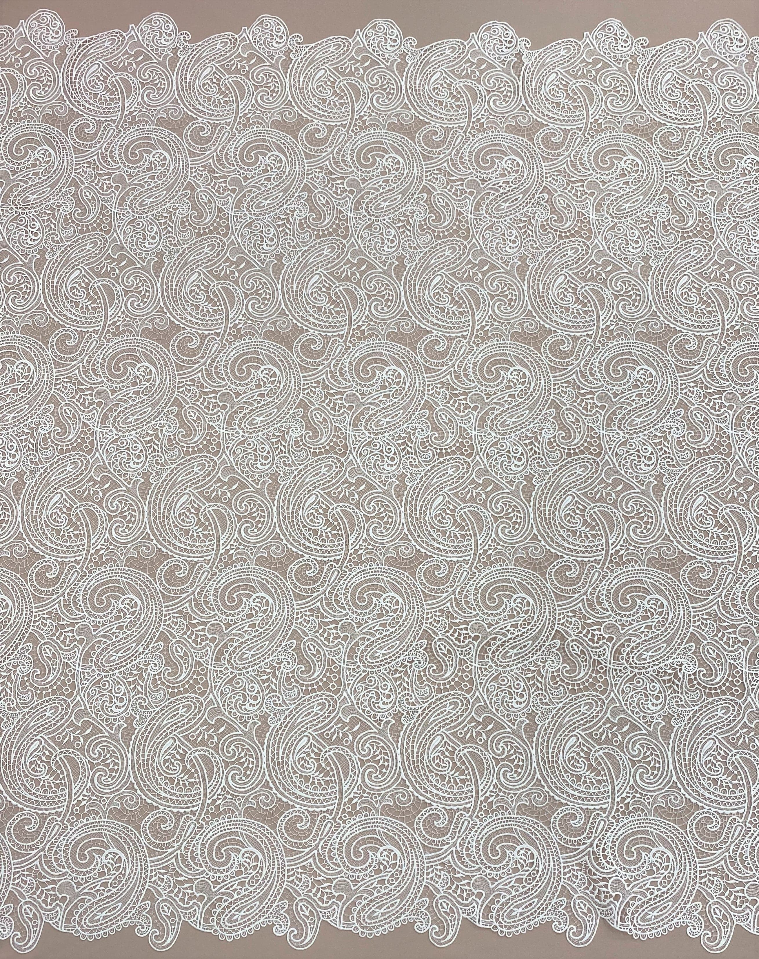 Ivory Paisley Guipure Lace — featuring Guipure motifs, 125cm wide