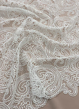 Ivory Paisley Guipure Lace — featuring Guipure motifs, 125cm wide