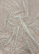 Light Ivory Fine Rose Lace — featuring an all-over rose design, 130cm wide