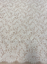 Ivory Corded Fine Lace — featuring scalloped edges and a corded texture, 130cm wide
