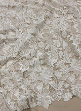 Ivory Floral Guipure Lace — featuring floral motifs and Guipure motifs, in nylon, 130cm wide