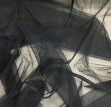 Black 2D Tulle — lightweight and soft, 100% nylon, 300cm wide