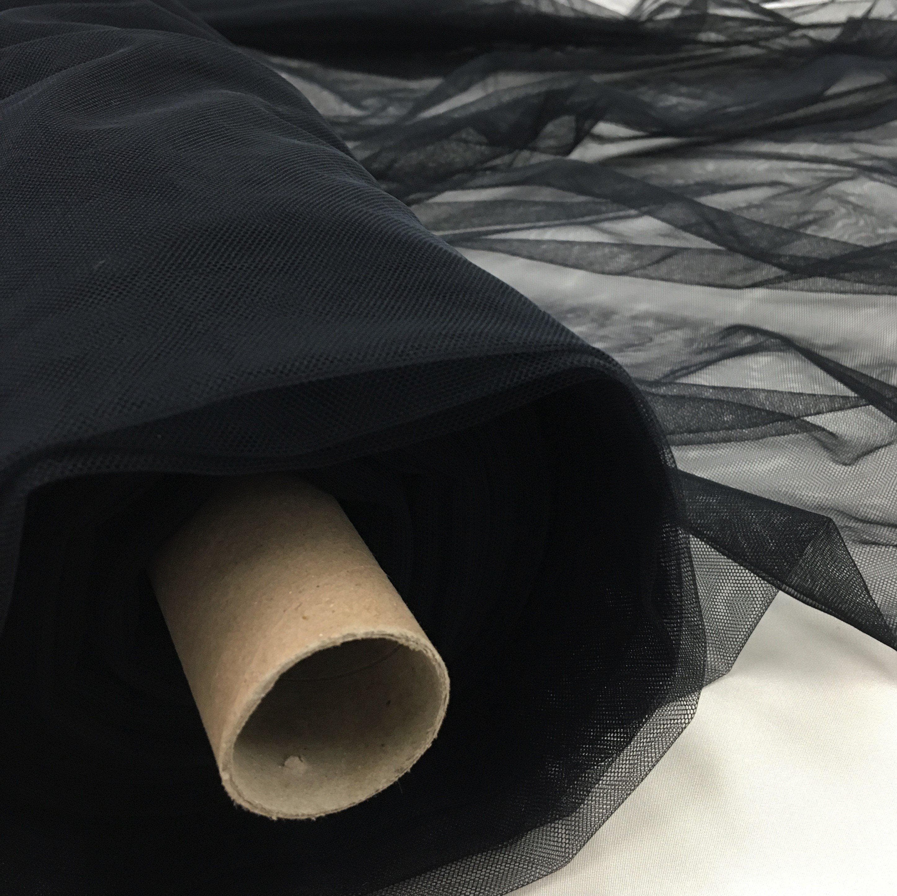 Black 2D Tulle — lightweight and soft, 100% nylon, 300cm wide