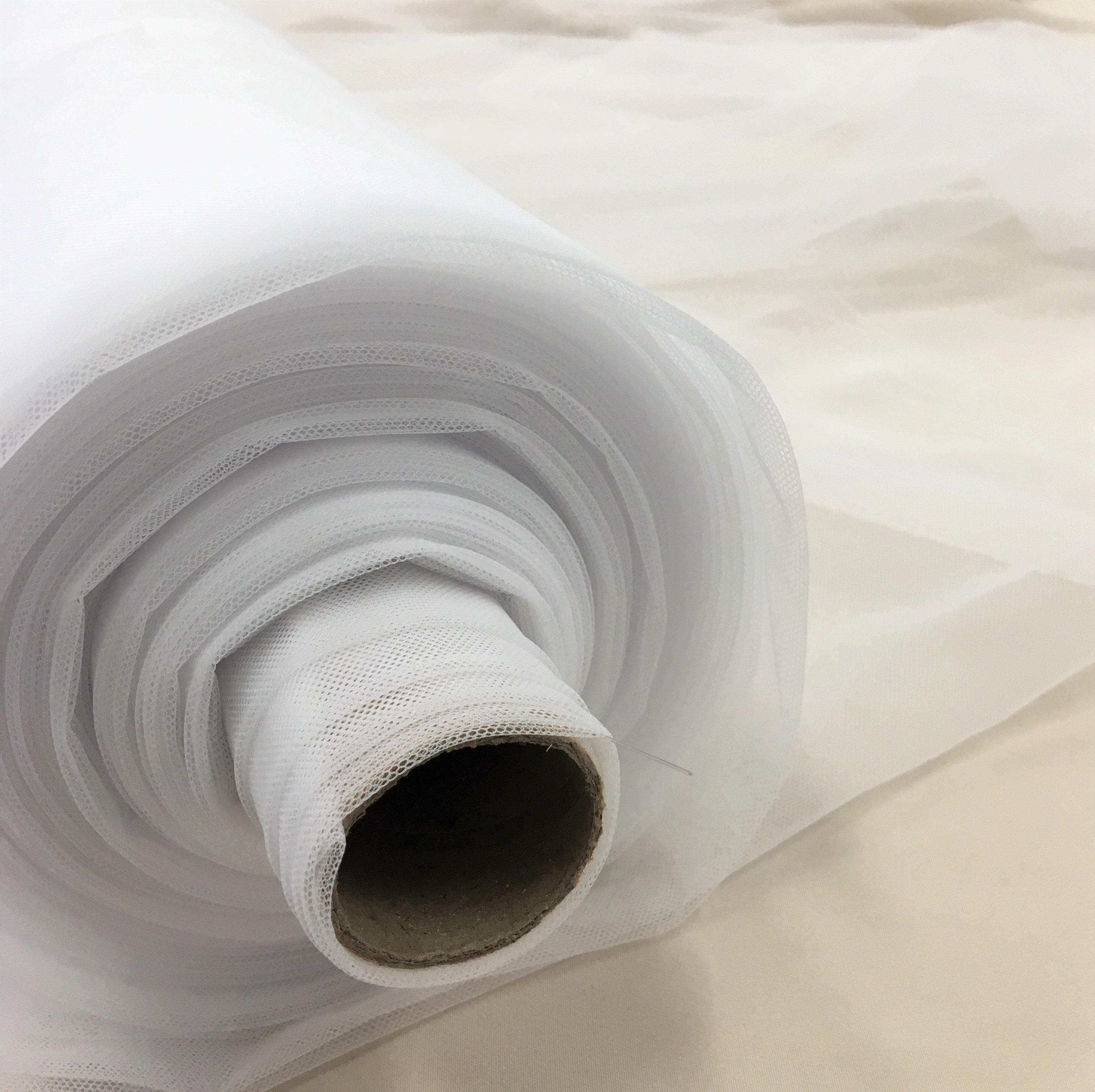 White 2D Tulle — lightweight and soft, 100% nylon, 300cm wide