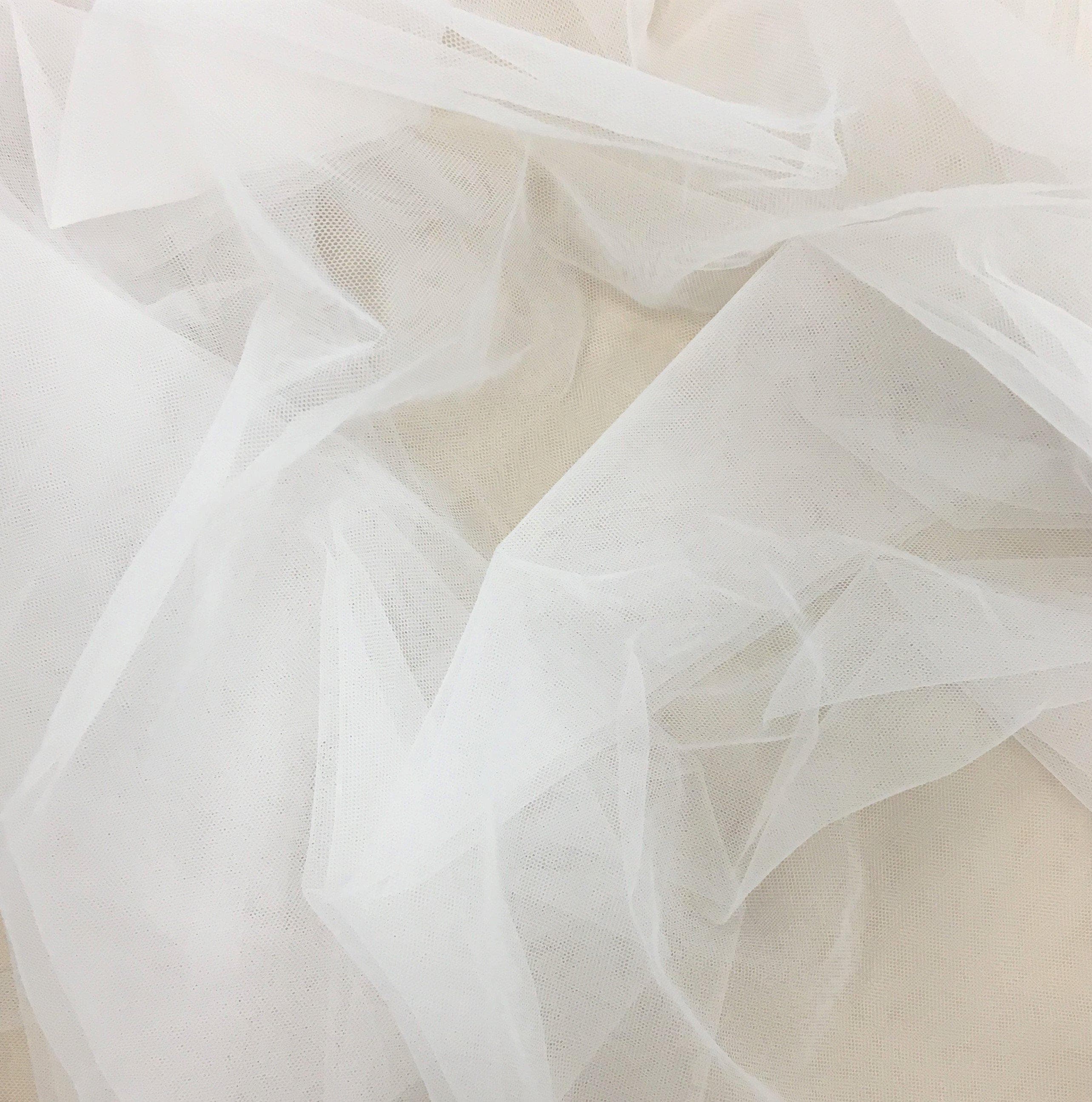 White 2D Tulle — lightweight and soft, 100% nylon, 300cm wide