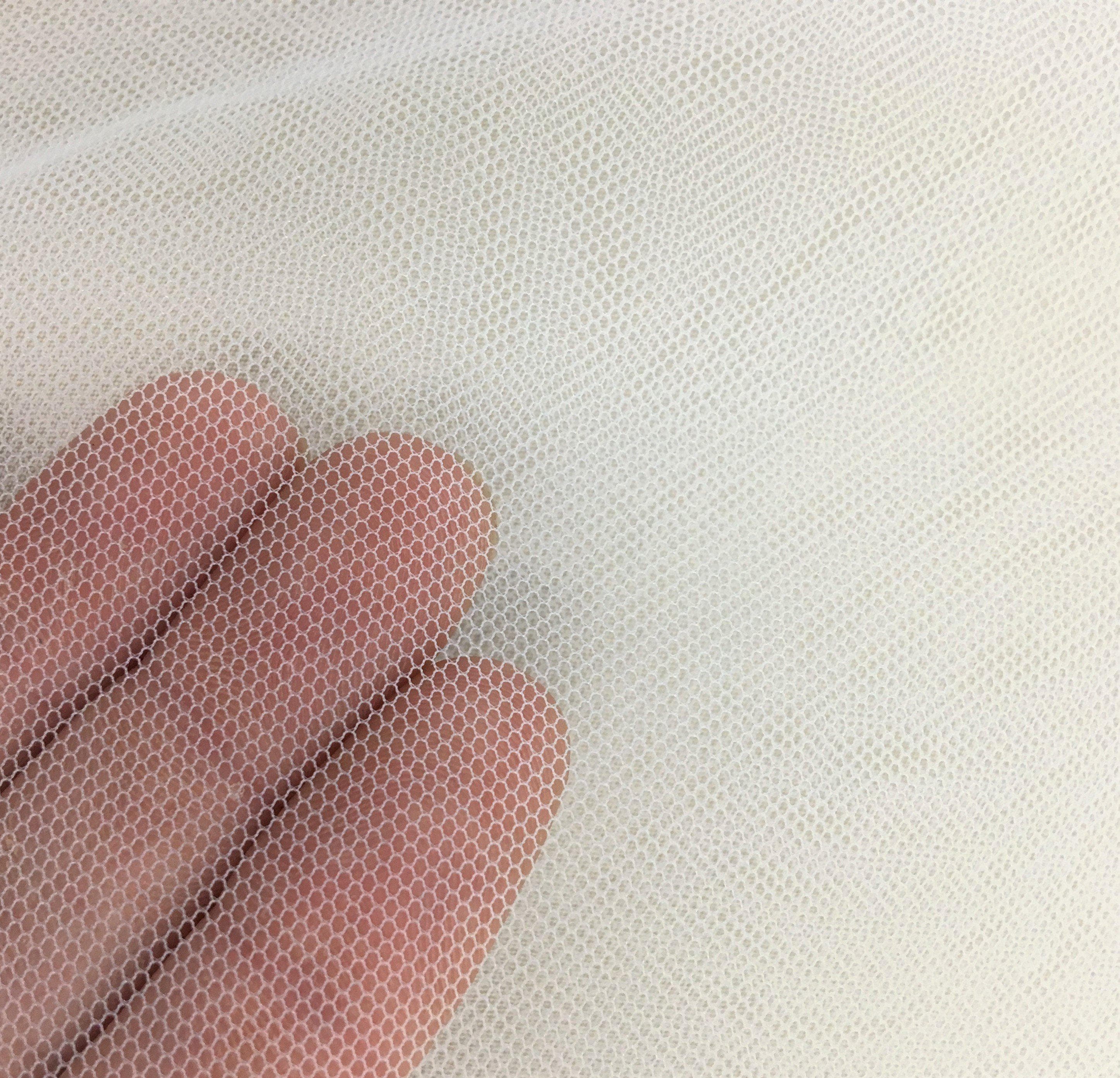 White 2D Tulle — lightweight and soft, 100% nylon, 300cm wide