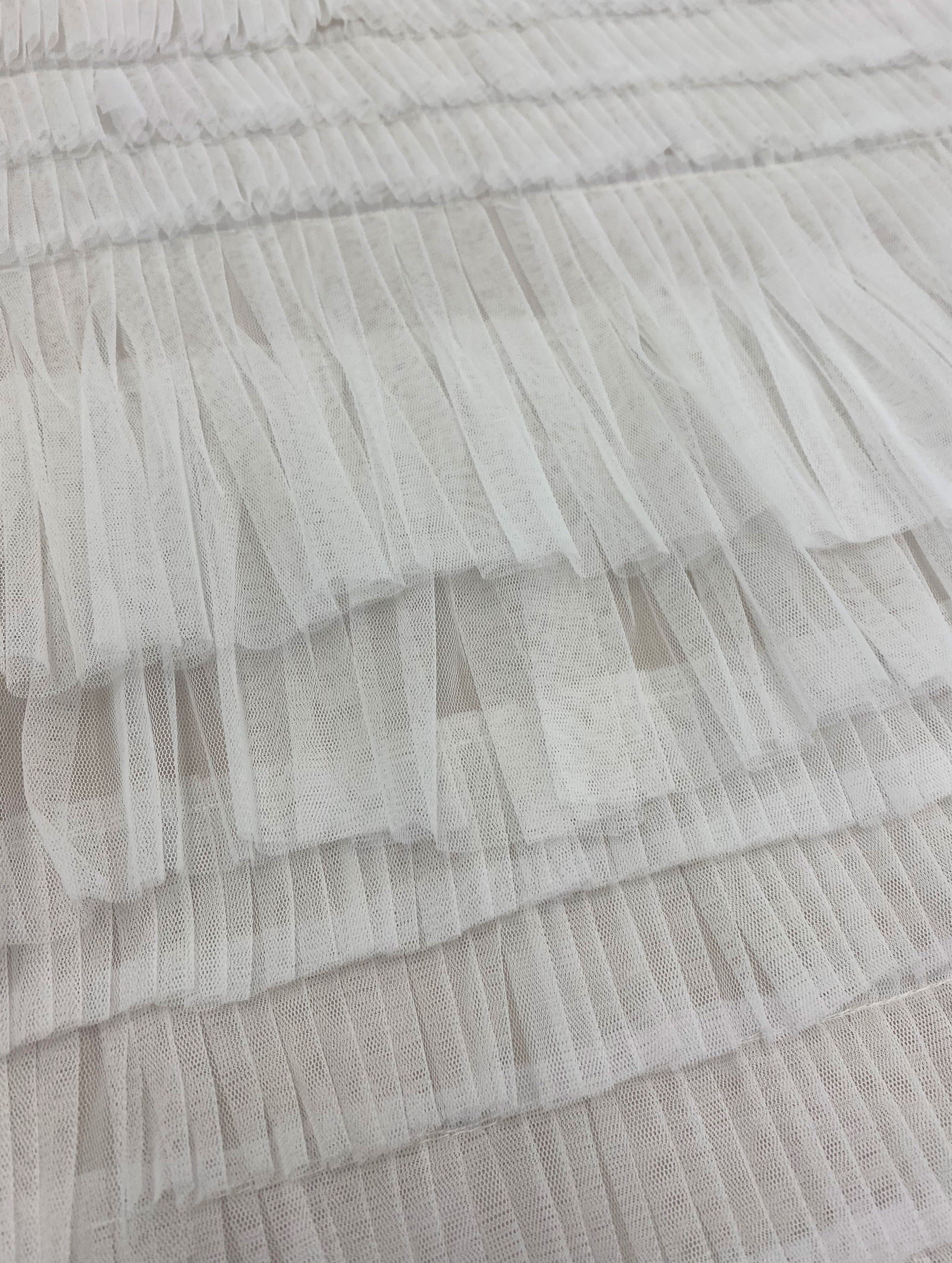 Ivory Pleated Tulle — lightweight and soft, 100% nylon, 140cm wide