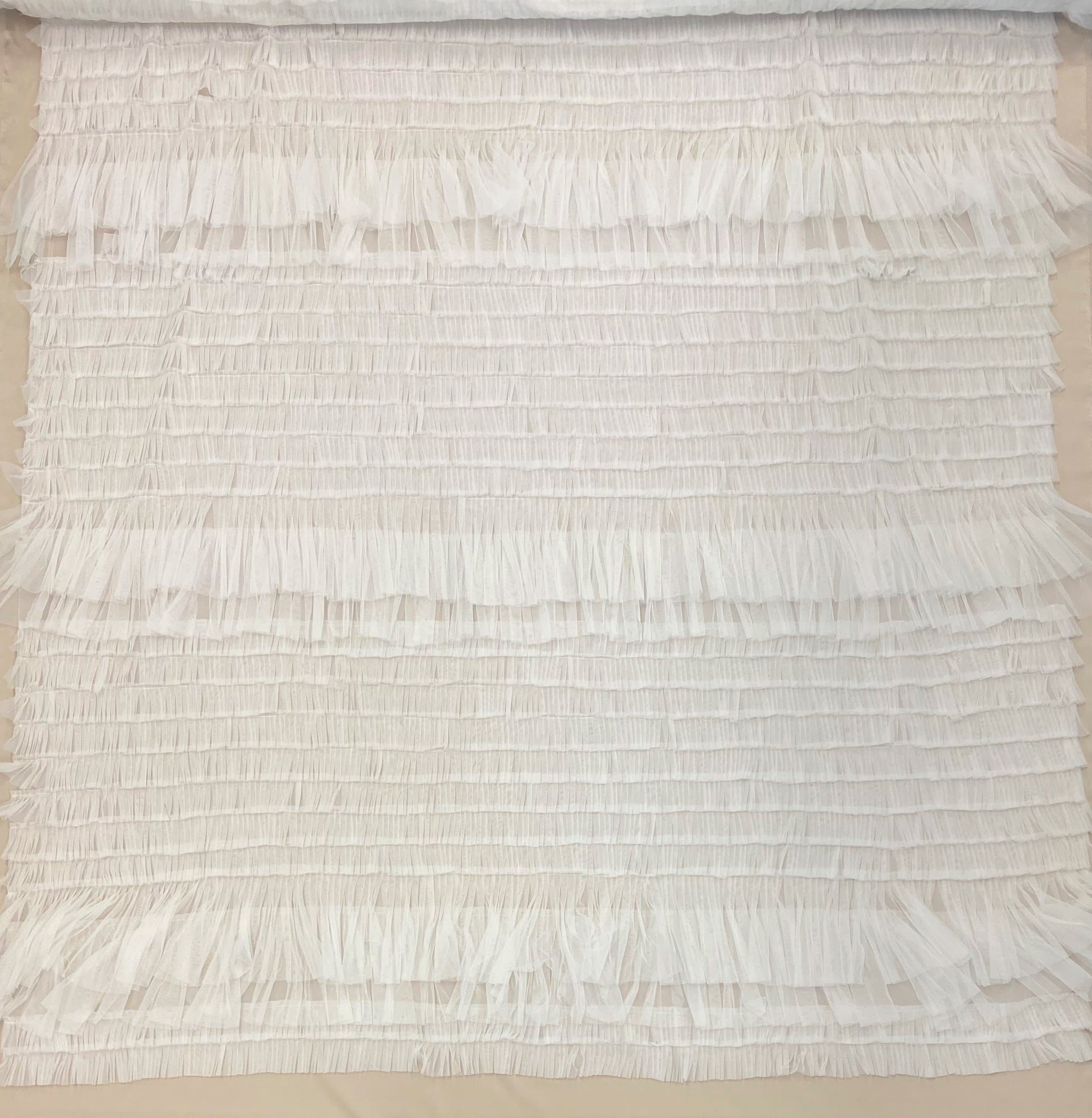 Ivory Pleated Tulle — lightweight and soft, 100% nylon, 140cm wide