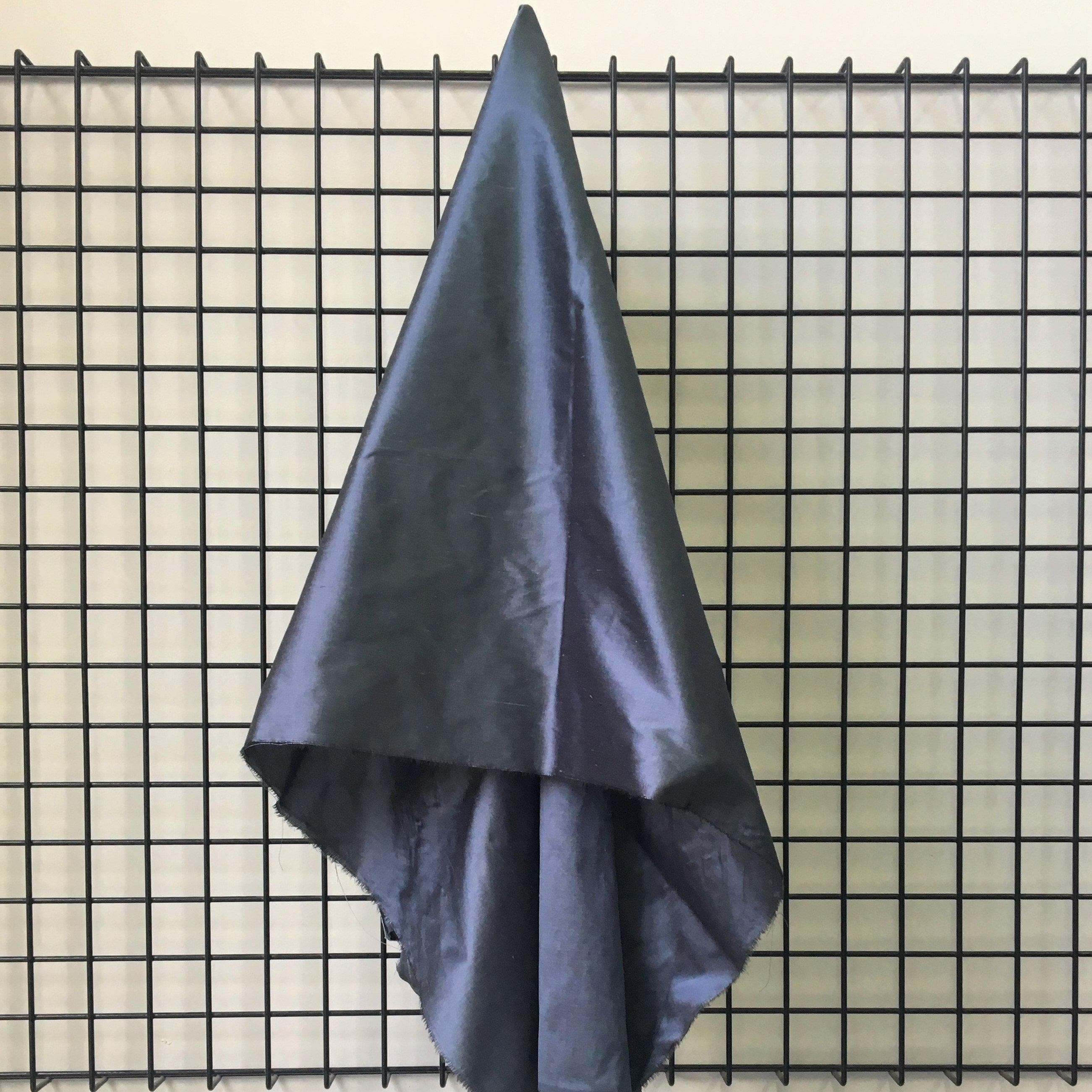 Graphite Silk Dupion — mid-weight and crisp with a lightly slubbed texture, 100% silk, 137cm wide
