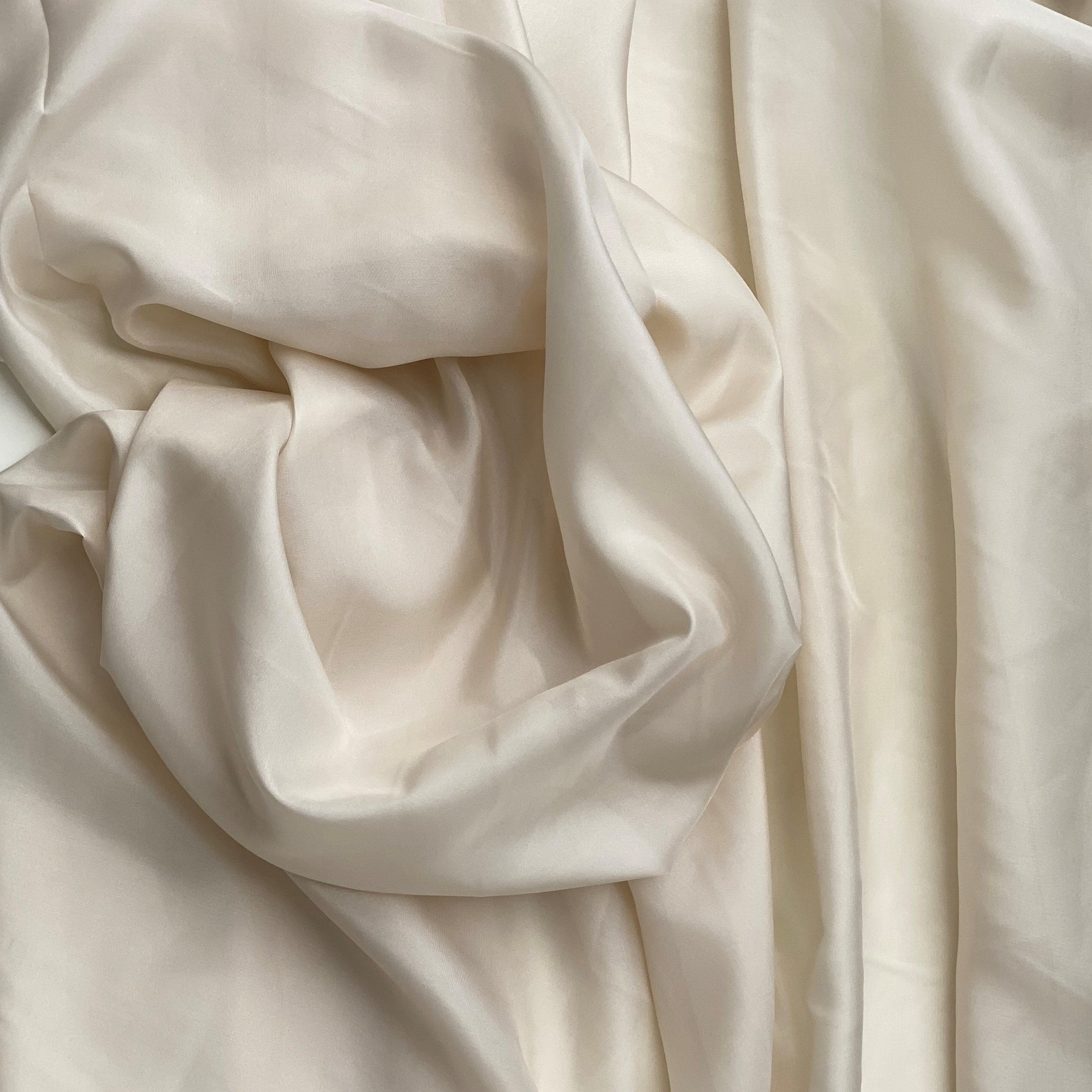 Seashell Habotai — soft with a light, airy drape and a smooth satin finish, 100% mulberry silk, 140cm wide