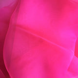 Hot Pink Silk Organza — lightweight, sheer and smooth with a low-sheen finish, 100% silk, 137cm wide