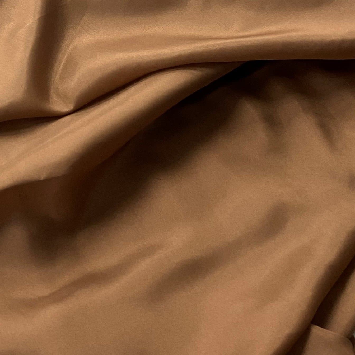 Toffee Habotai — soft with a light, airy drape and a smooth satin finish, 100% mulberry silk, 140cm wide