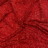 Red Sequin Georgette — heavily sequined on a 100% silk georgette base, with sequins running the length, 110cm wide