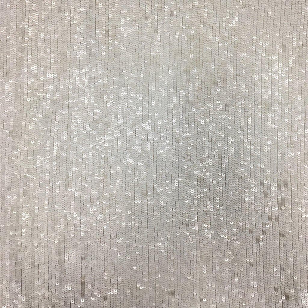 Ivory Sequin Georgette — featuring rows of sequins running the length, with a soft mid-weight drape