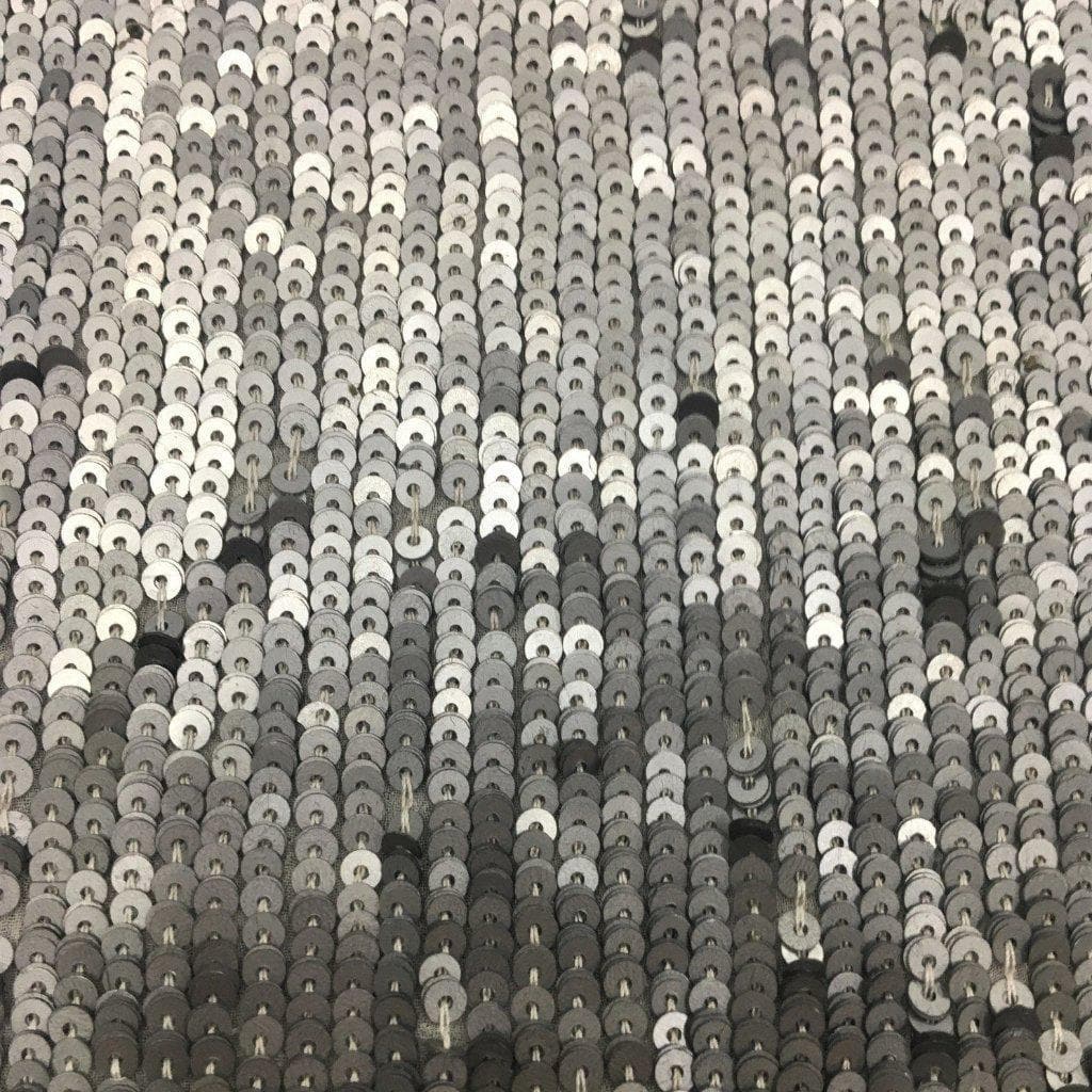 Silver Sequin Georgette — featuring rows of sequins running the length, with a soft mid-weight drape