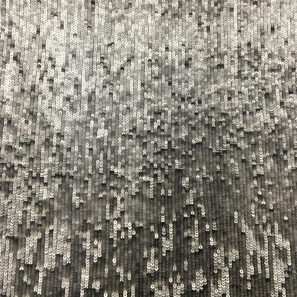 Silver Sequin Georgette — featuring rows of sequins running the length, with a soft mid-weight drape