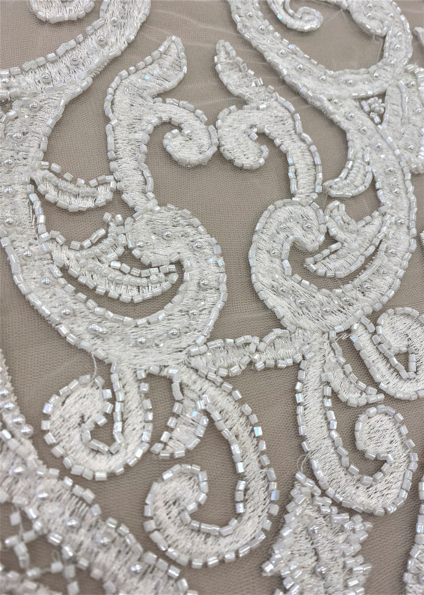 Ivory Embroidered Beaded Tulle Eb1020 main image 0