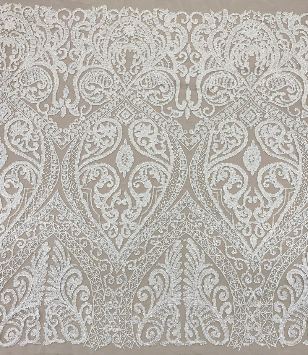 Ivory Embroidered Beaded Tulle Eb1001 main image 0