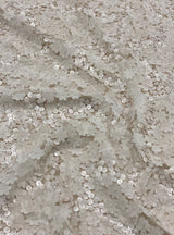 Ivory Sequined Floral Tulle — featuring floral motifs, a 3D floral design and hand-beading, 100% polyamide, 110cm wide