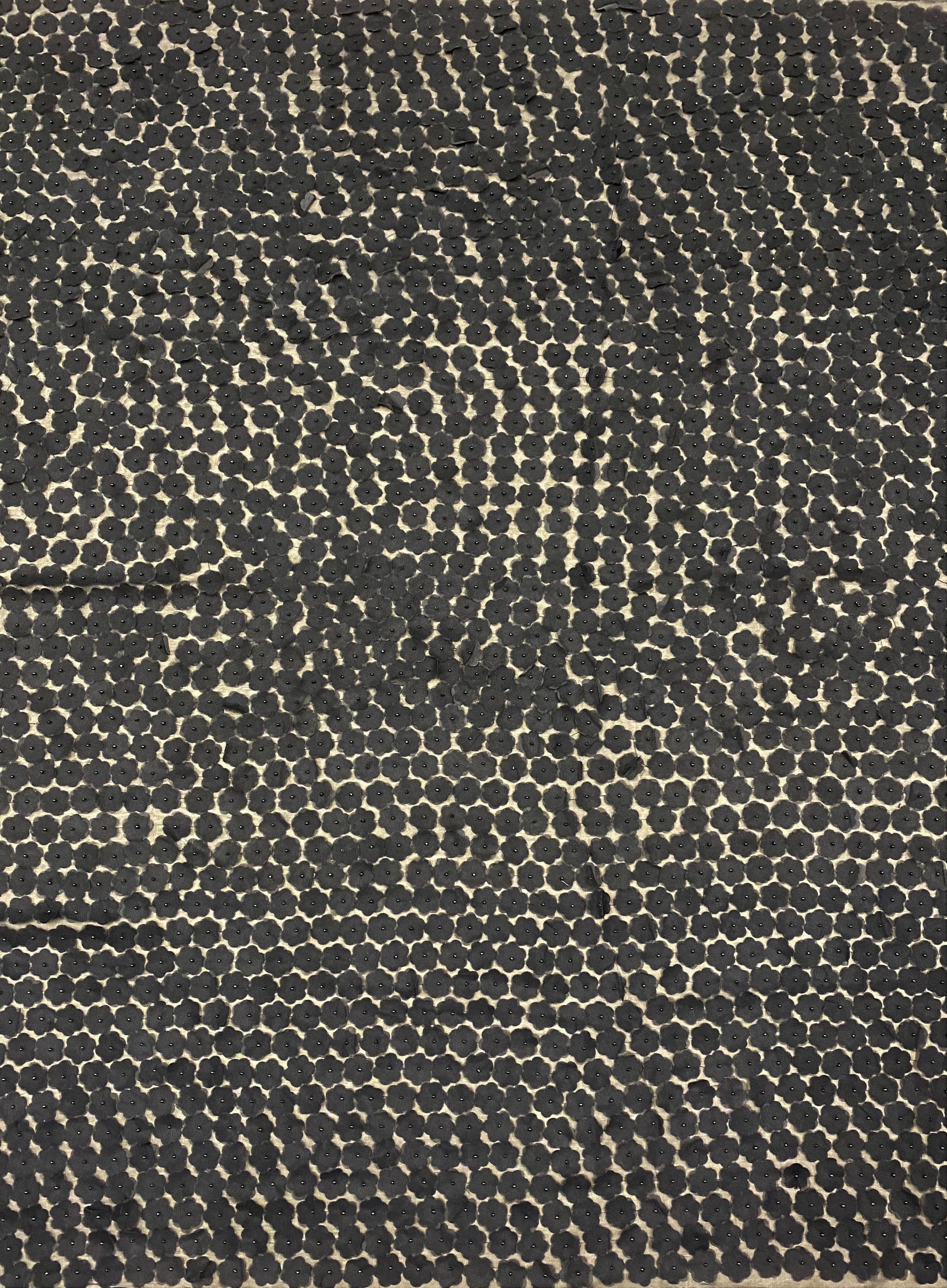 Black Floral Embellished Tulle — featuring floral motifs, a 3D floral design and hand-beading, 100% polyamide, 110cm wide