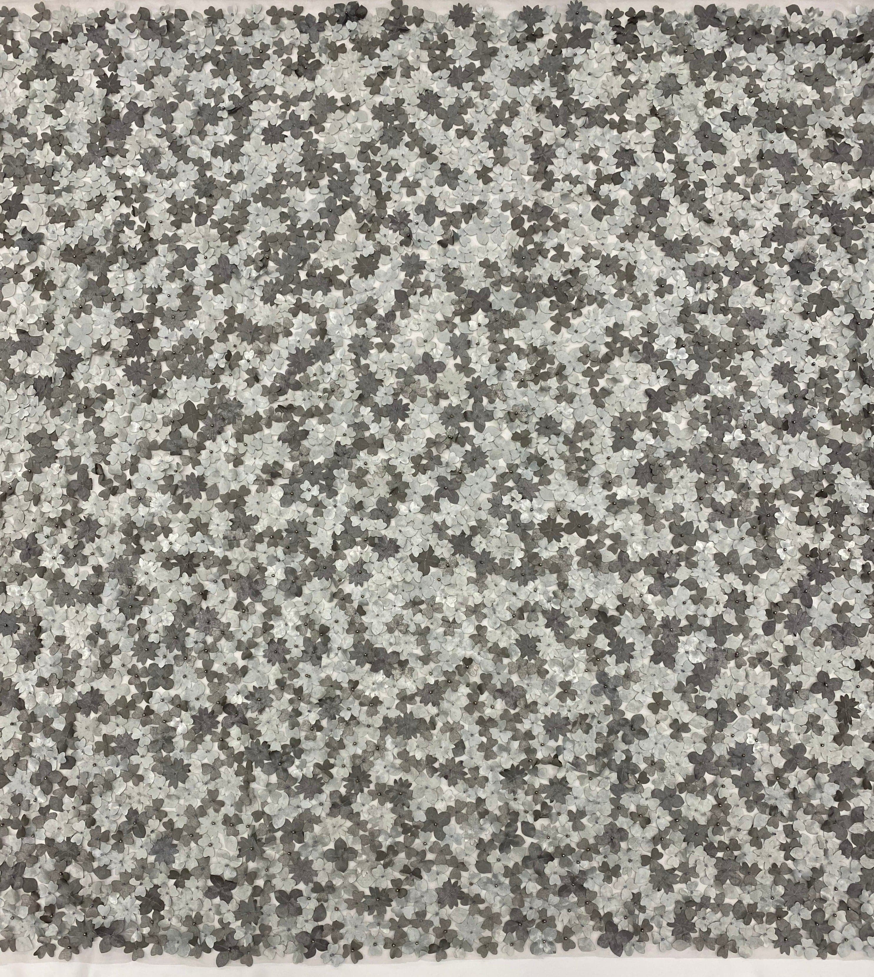 Gunmetal Floral Embellished Tulle — featuring floral motifs, a 3D floral design and hand-beading, 100% polyamide, 110cm wide