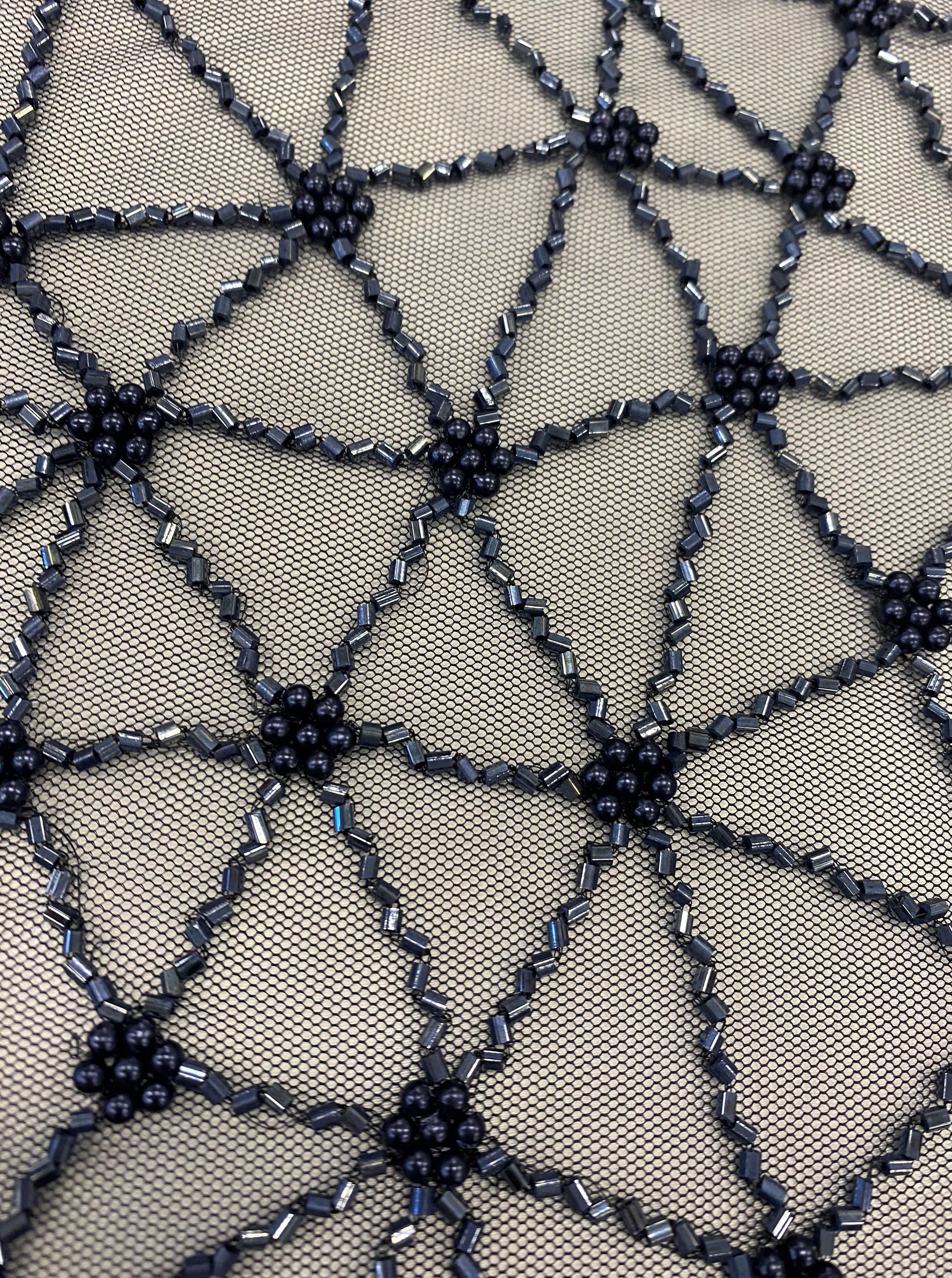 Embellished Tulle — featuring hand-beading, 100% polyester, 140cm wide