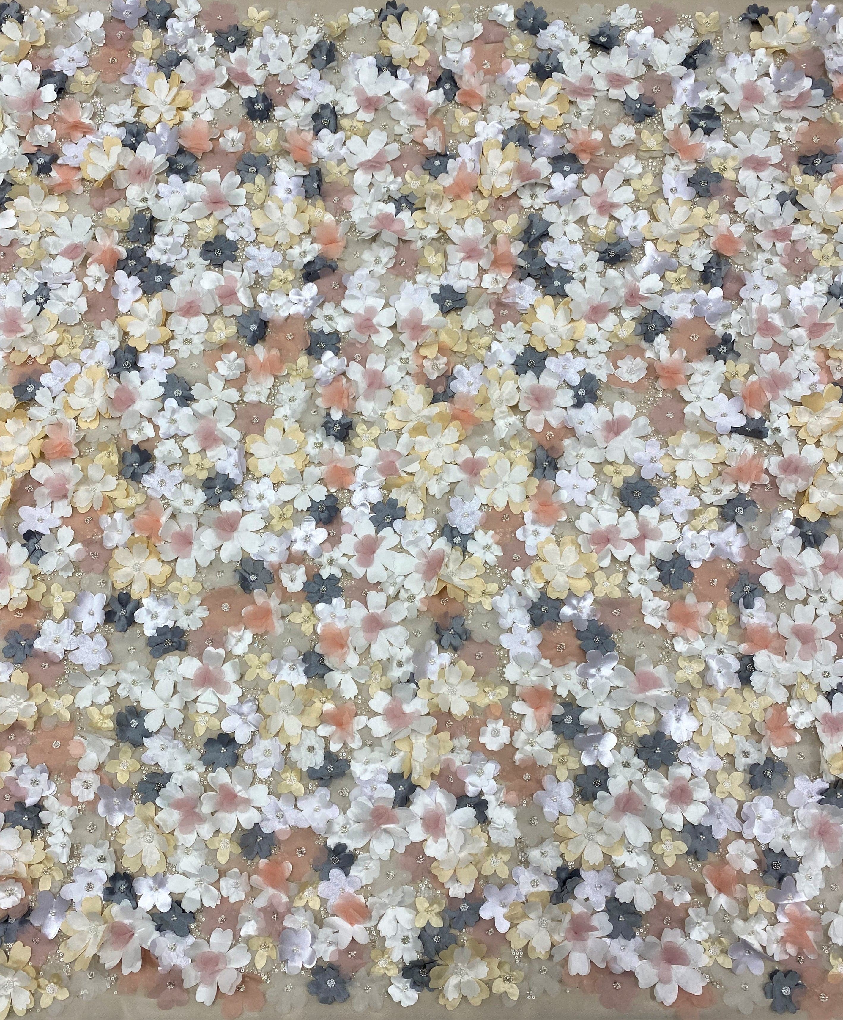 Multi Floral Embellished Tulle — featuring floral motifs, a 3D floral design and hand-beading, 100% polyamide, 105cm wide